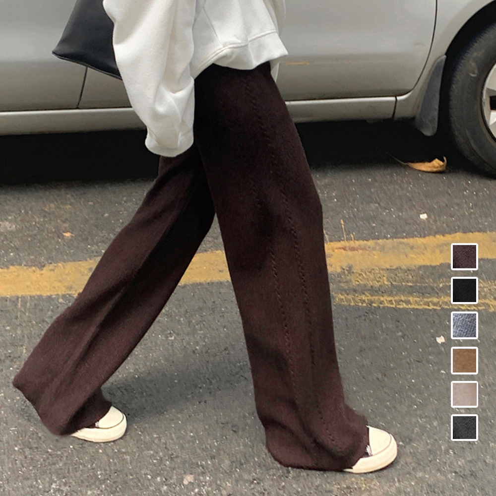 ワークパンツ 韓国風 ケーブル編み ワイドチノパン