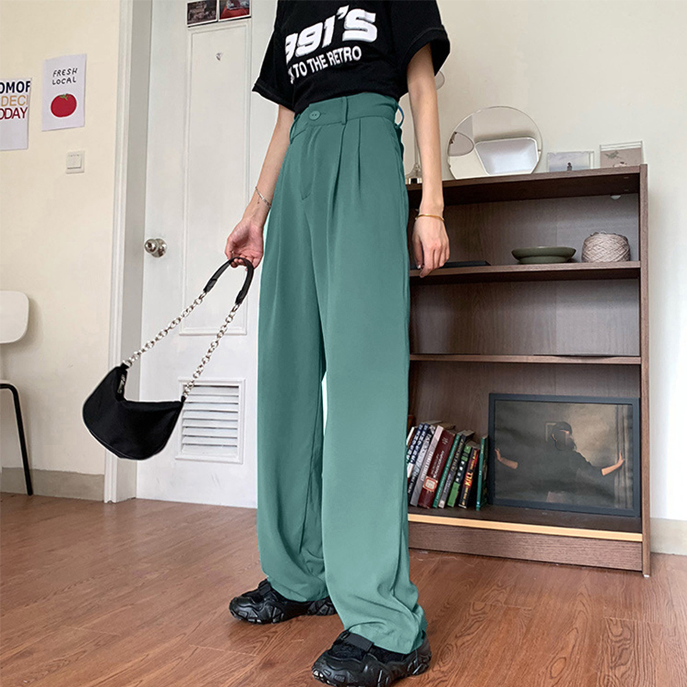 ワークパンツ ハイウエストセミワイドスラックス レディース