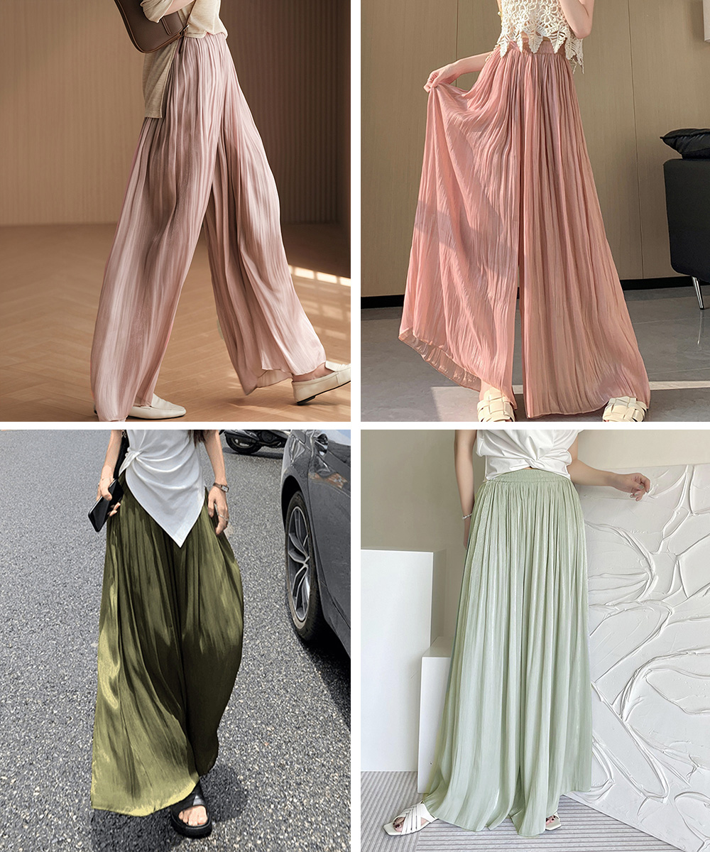 ワークパンツ シアー冷感チノパン 光沢ワイドパンツ