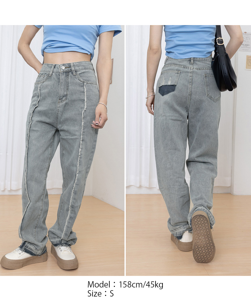 ワークパンツ センターライン美脚デニム ヴィンテージ