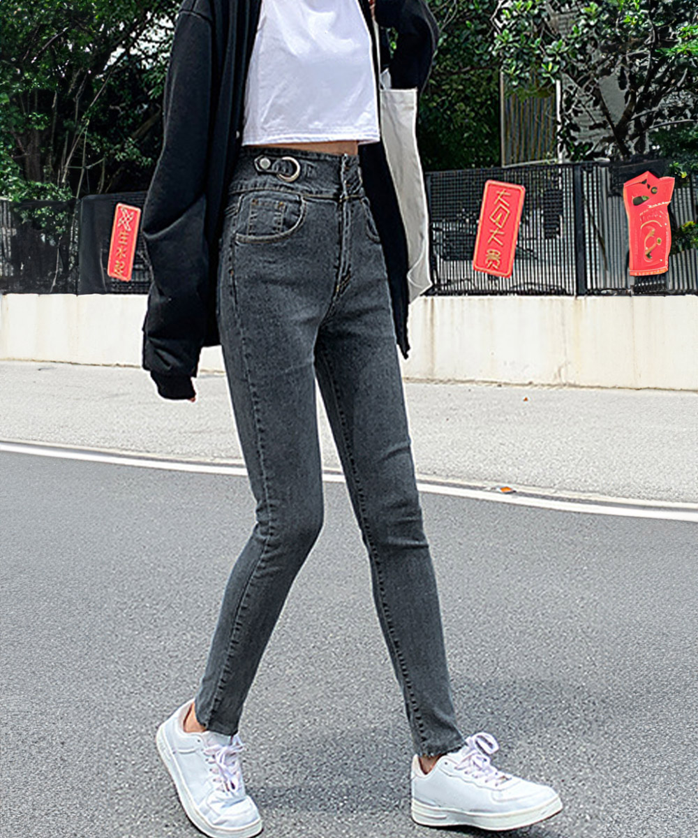 ワークパンツ 美脚ハイウエストデニム スリムシルエット