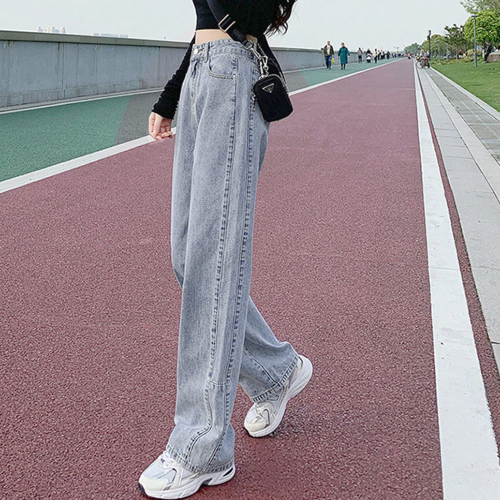 ワークパンツ ハイウエストストレートデニム 美脚効果