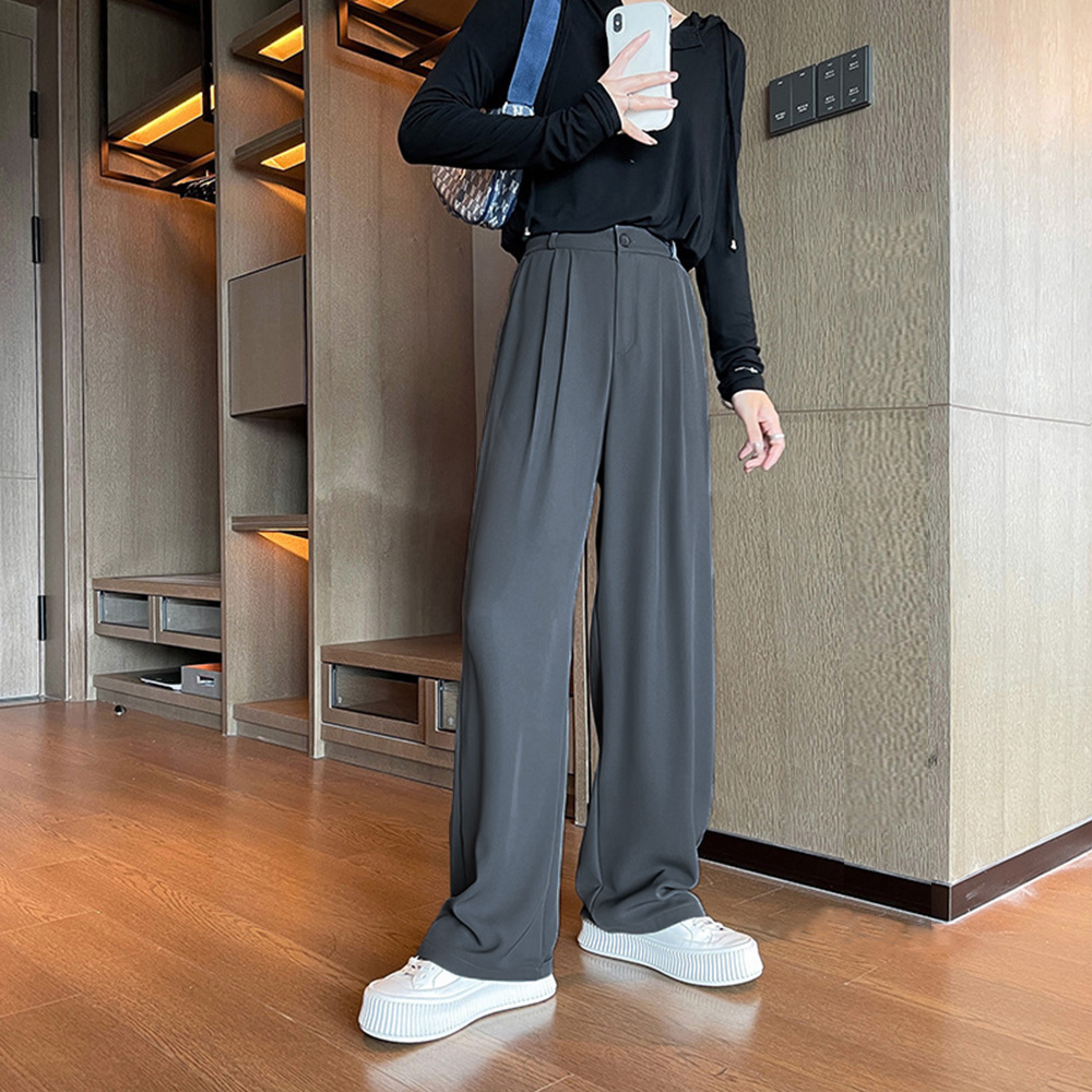 ワークパンツ ハイウエスト タック入り スラックス ワイドパンツ