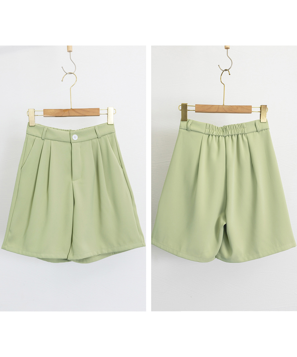ワークパンツ ハイウエスト タック入り スラックス ショートパンツ