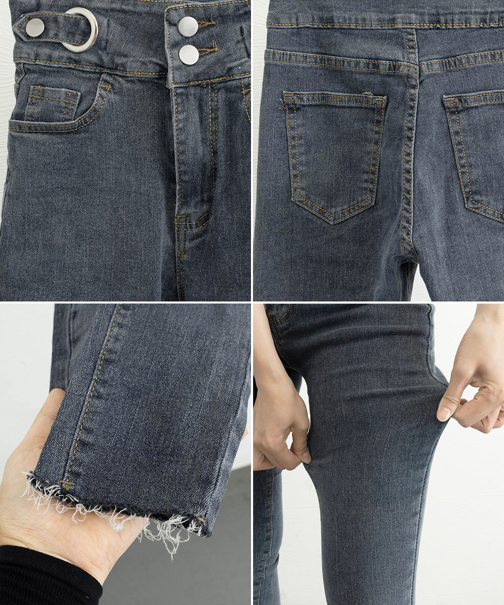 ワークパンツ 美脚ハイウエストデニム スリムシルエット