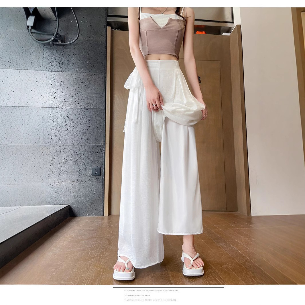 パンツセットアップ ライン入りドレープワイドパンツ
