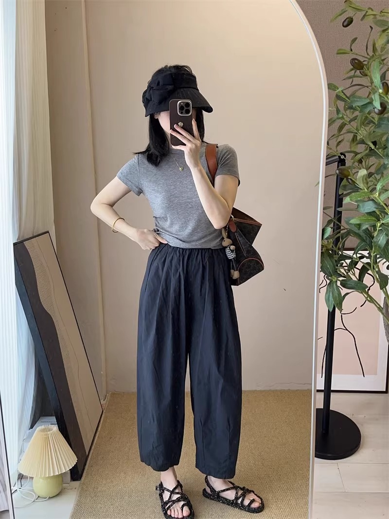 パンツセットアップ ゆったりシルエット天然素材バルーンパンツ