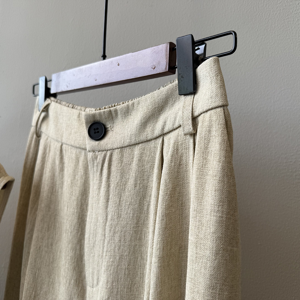 パンツセットアップ リネン風ラップベストワイドパンツセット