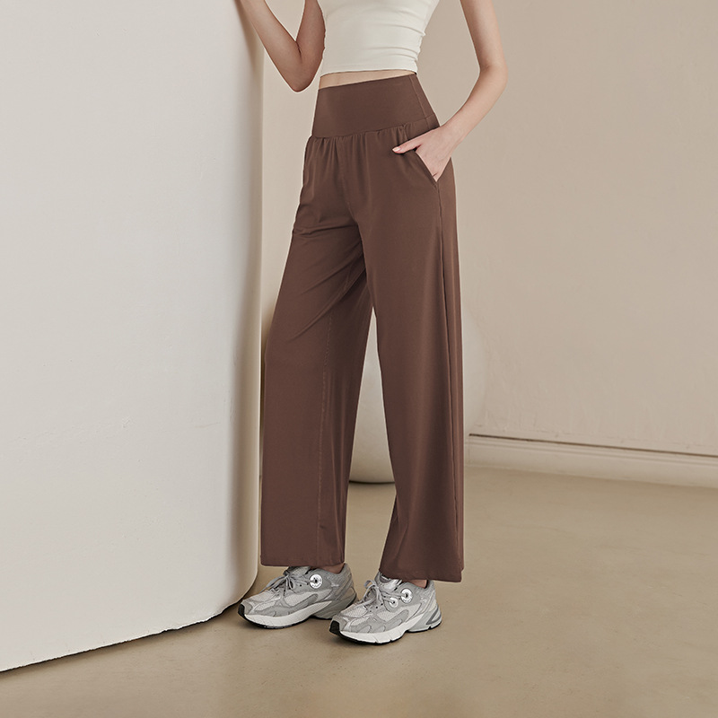 パンツセットアップ ハイウエストストレッチワイドパンツ