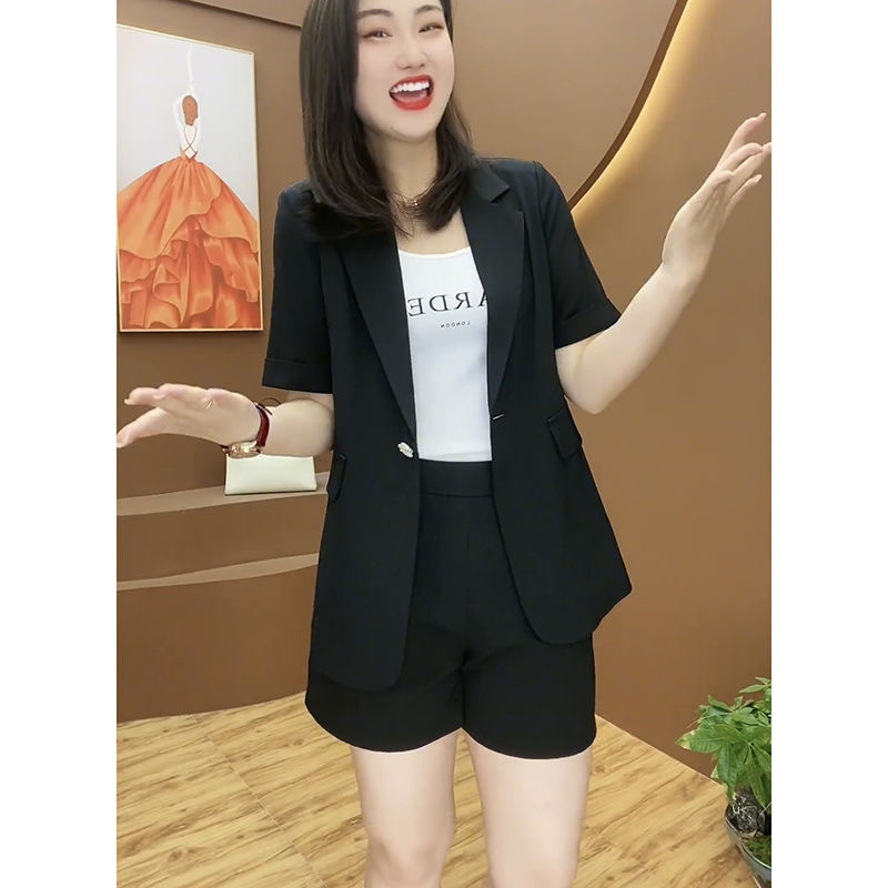 パンツセットアップ ゆったり半袖ジャケットショートパンツセット