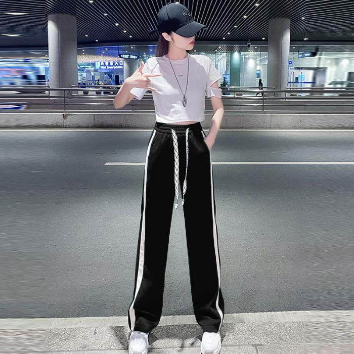 パンツセットアップ スポーティラインワイドパンツセット