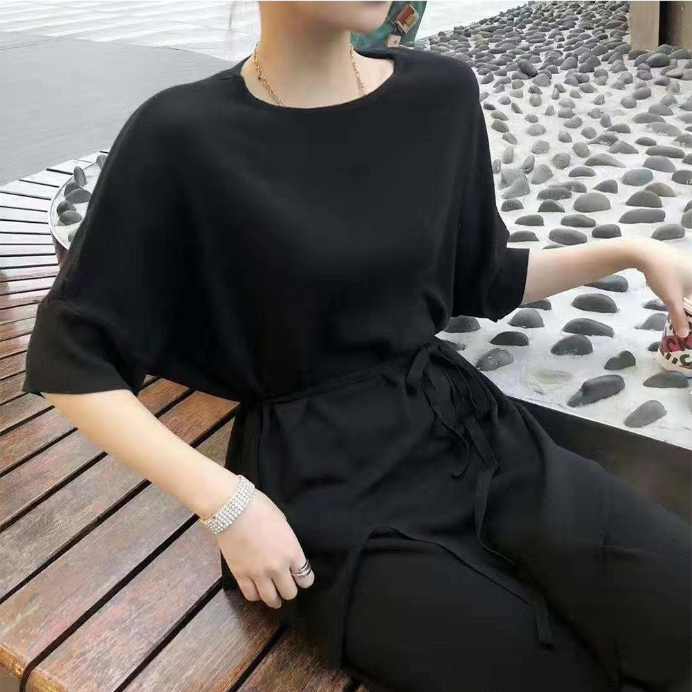 パンツセットアップ 冷感サマーニット ワイドパンツ セットアップ