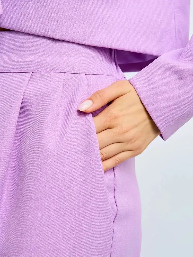 パンツセットアップ クロップドジャケットワイドパンツセット