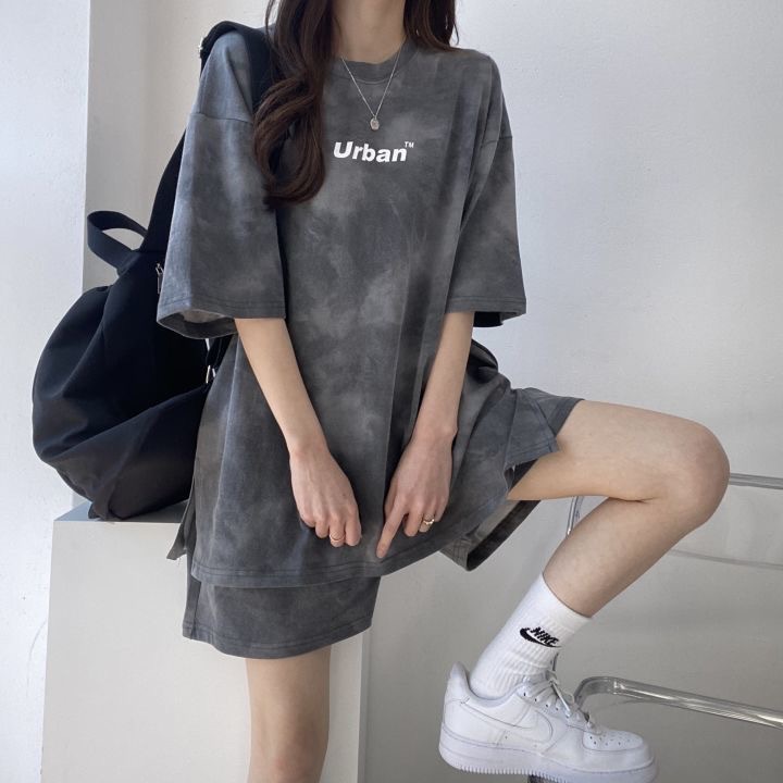 パンツセットアップ ムラ染め風ゆったりパンツセットアップ