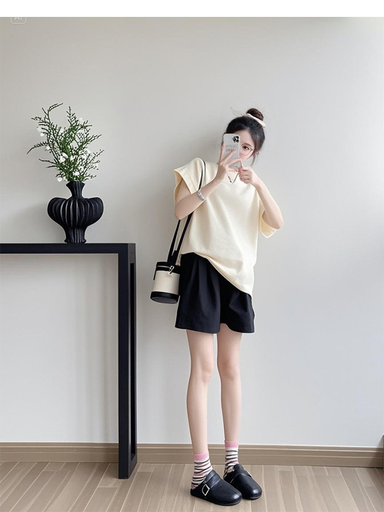 パンツセットアップ シンプル上品ショートセットアップ