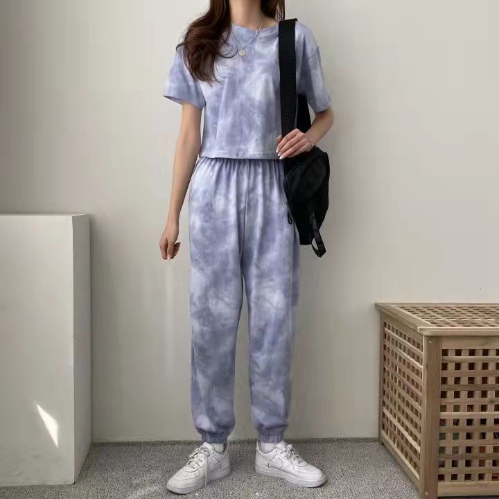 パンツセットアップ もやもや染め風ワイドセットアップ