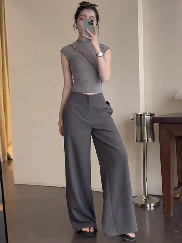 パンツセットアップ ノースリーブ美シルエットセットアップ