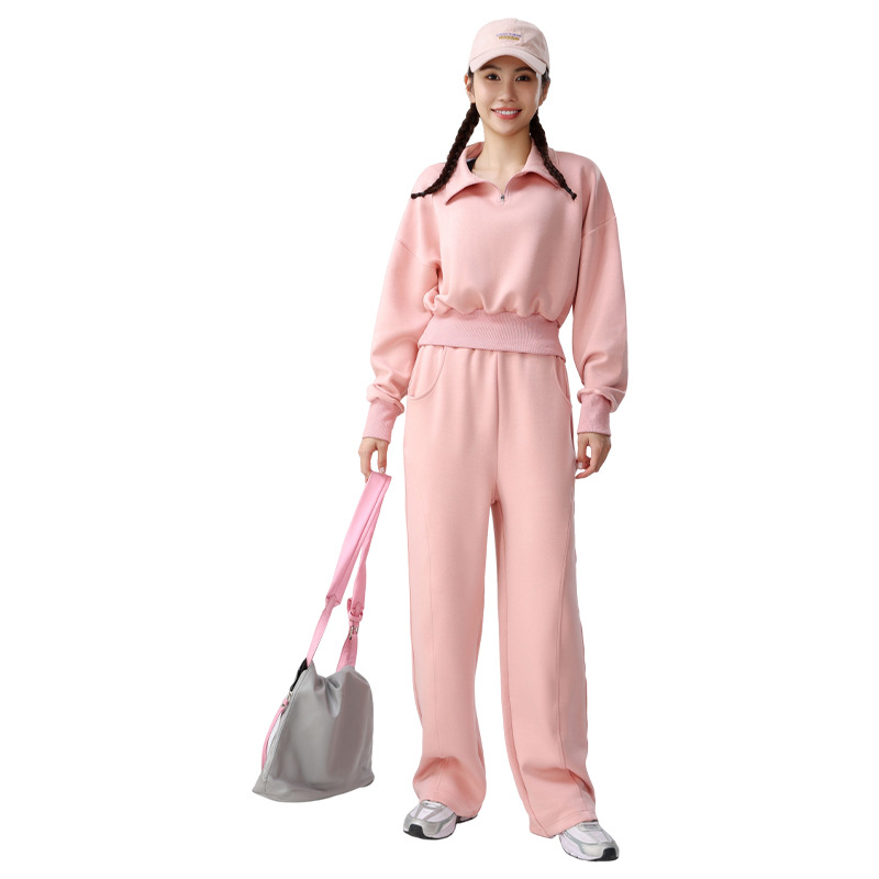 パンツセットアップ ハーフジップ ゆったりパンツセット