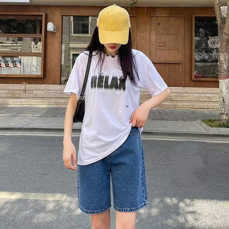 パンツセットアップ こなれ感デニムハーフパンツセットアップ