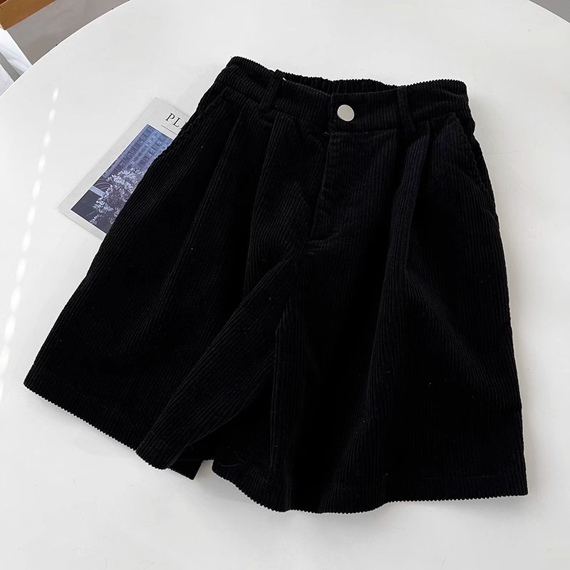 パンツセットアップ コーデュロイプリーツワイドショート