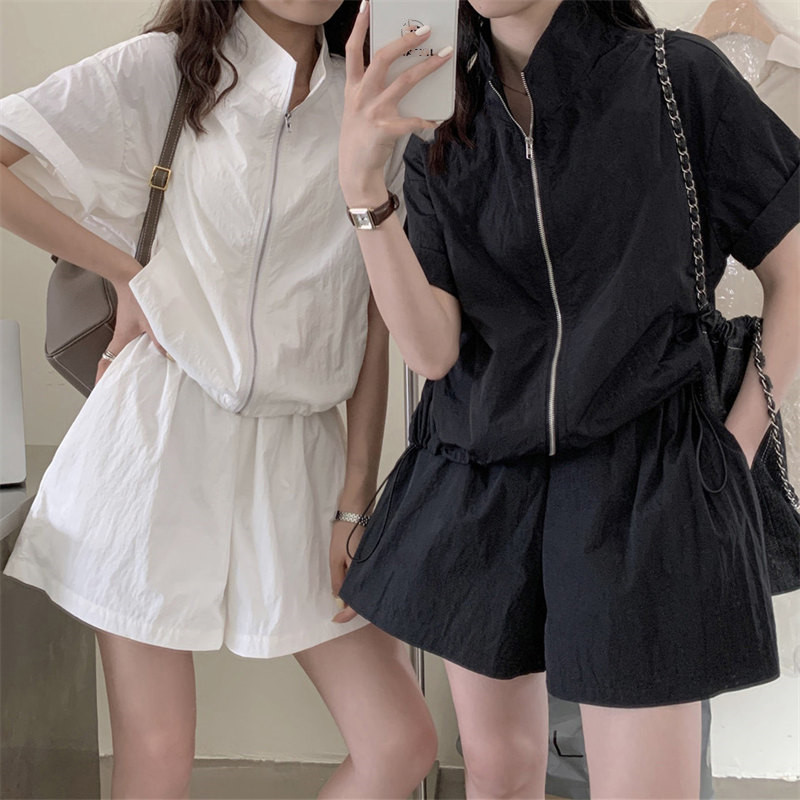 パンツセットアップ 夏新作 合わせやすい ハイウエスト ショートパンツ セットアップ