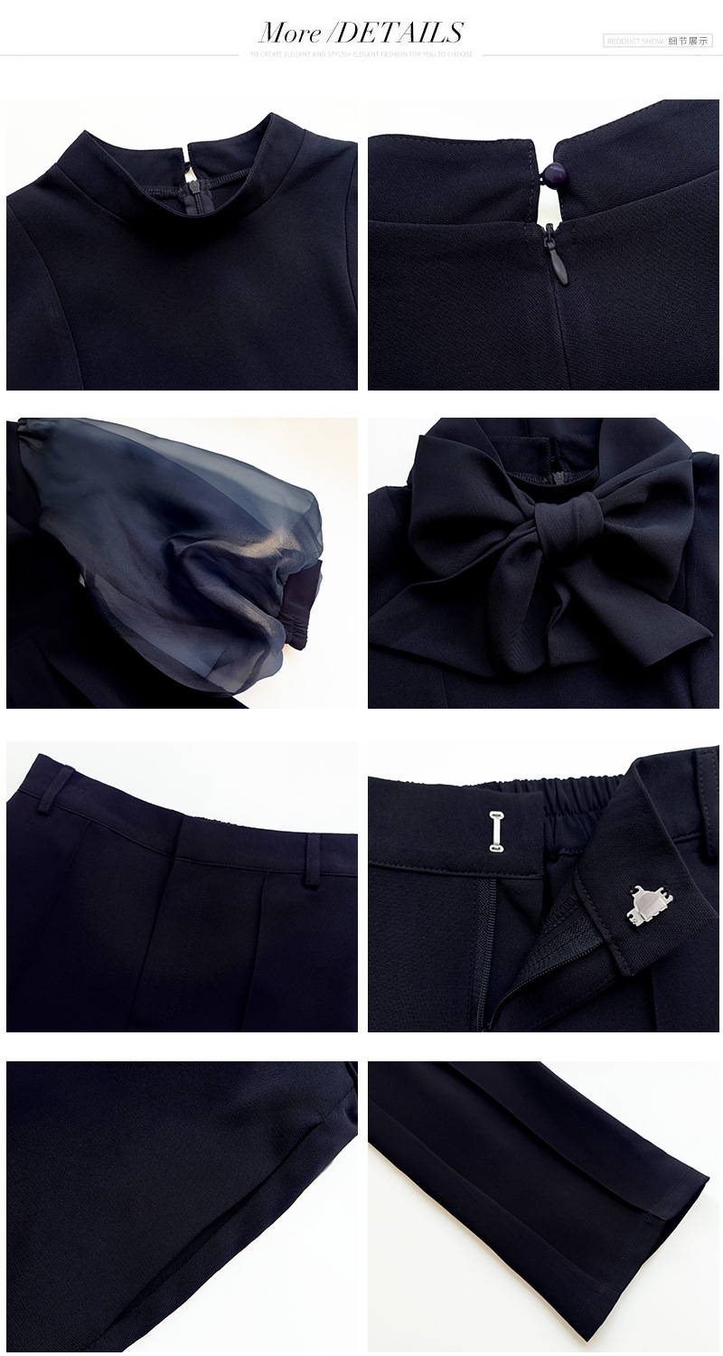 パンツセットアップ リボン付きシアースリーブセットアップ