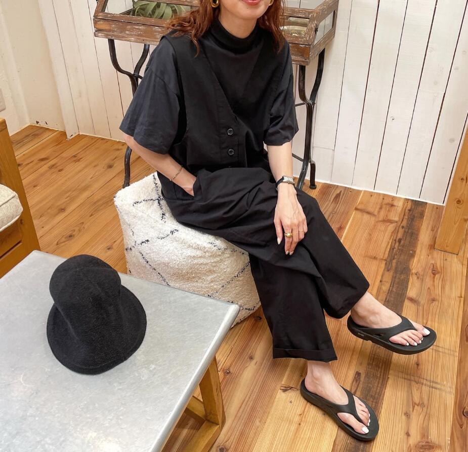 パンツセットアップ サロペット ワイド オールインワン ブイネック 体型カバー ゆったり レディース