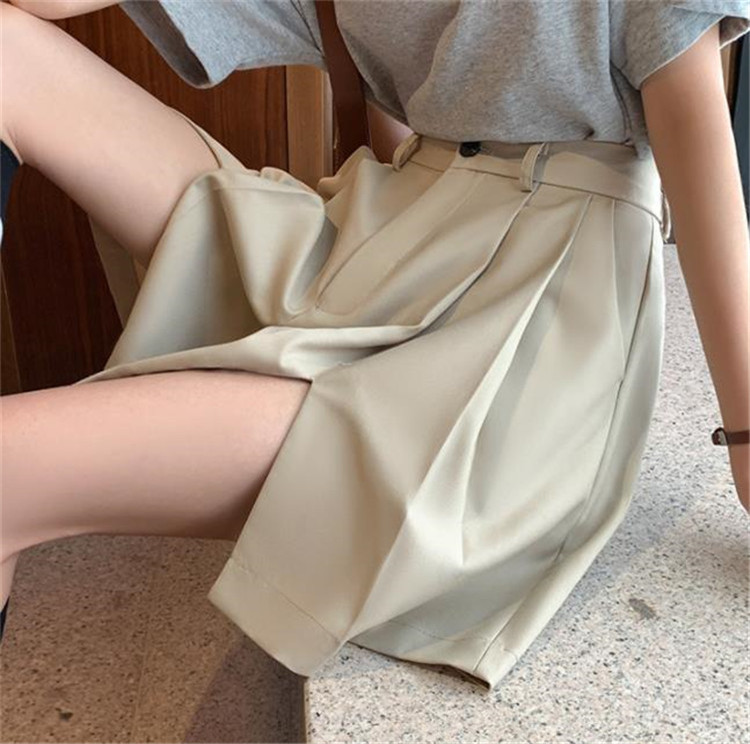 パンツセットアップ ハイウエストワイドショートパンツ ゆったり五分丈
