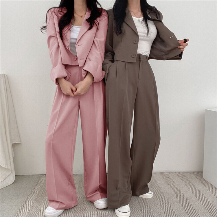 パンツセットアップ 上品シルエット ワイドパンツセット