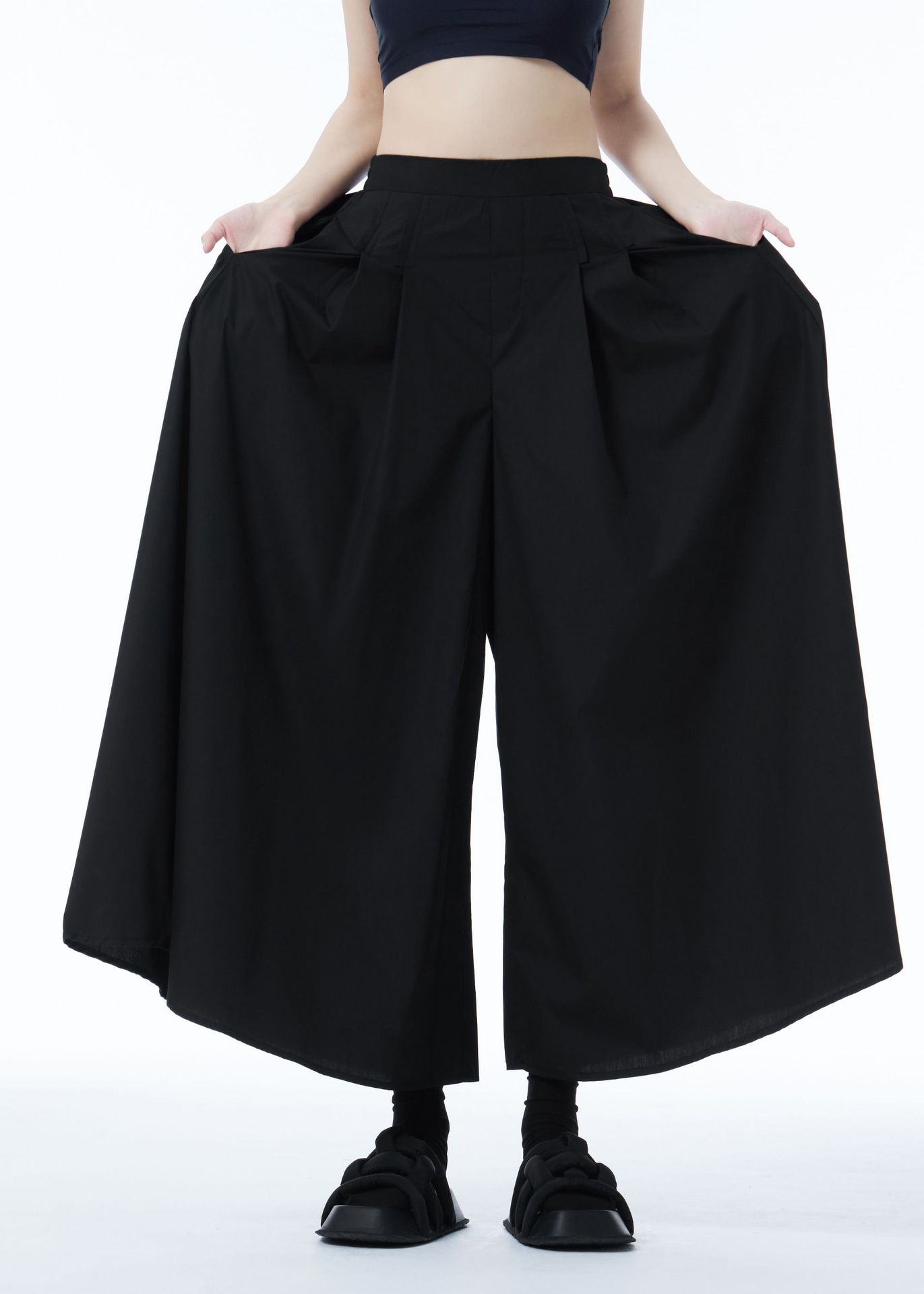 パンツセットアップ 雰囲気たっぷり極上袴風ワイドパンツ