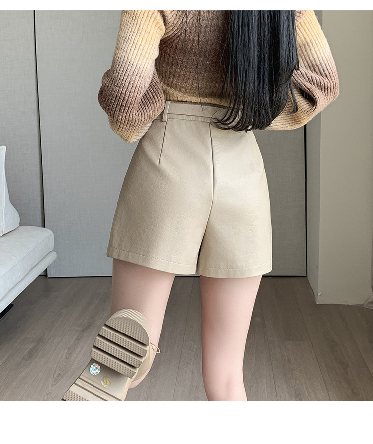 パンツセットアップ ベルト付きハイウエストショートパンツ