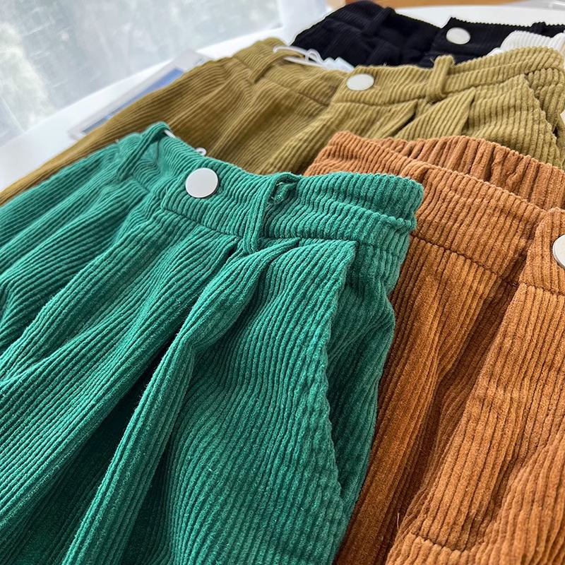 パンツセットアップ コーデュロイプリーツワイドショート