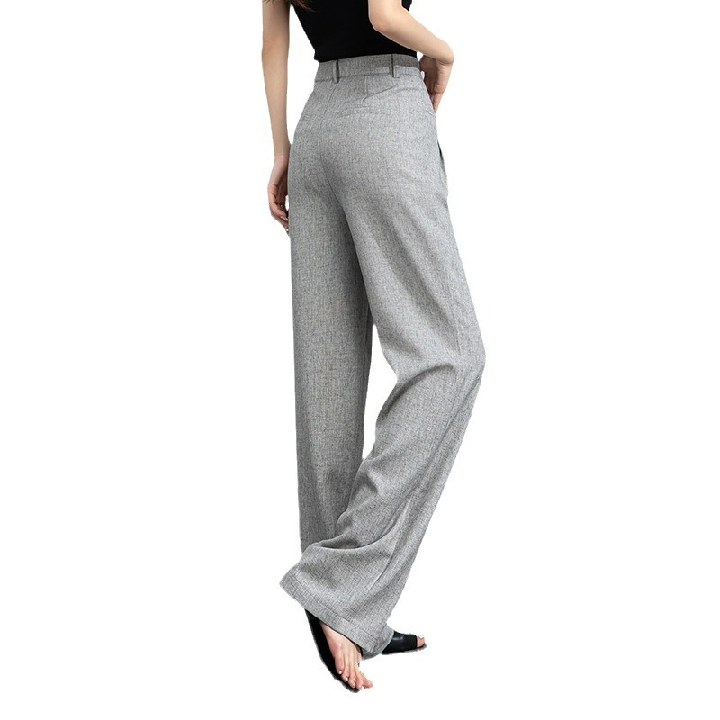 パンツセットアップ リネン風ワイドパンツ 上品フレア