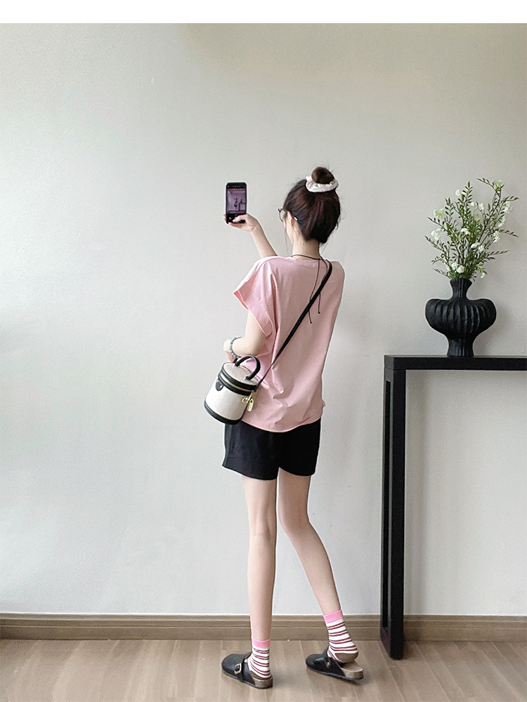 パンツセットアップ シンプル上品ショートセットアップ