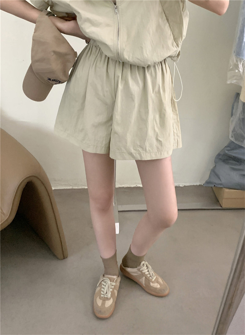 パンツセットアップ 夏新作 合わせやすい ハイウエスト ショートパンツ セットアップ