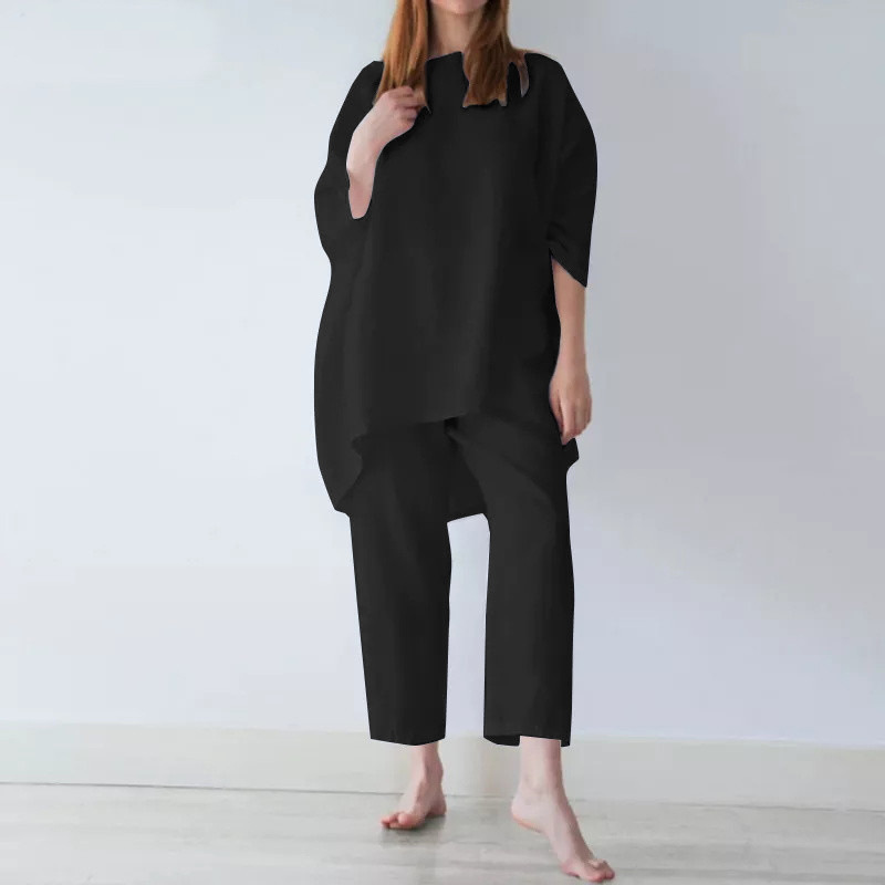 パンツセットアップ ゆったりチュニック風上下セット リラックス着