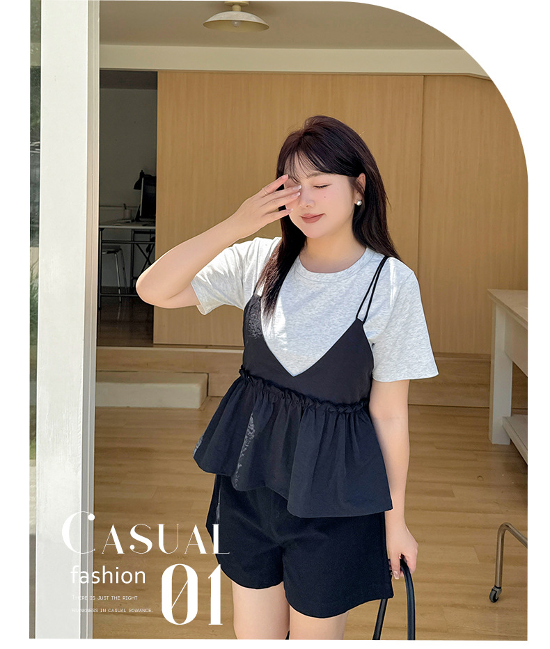 パンツセットアップ 重ね着風キャミソールパンツセット