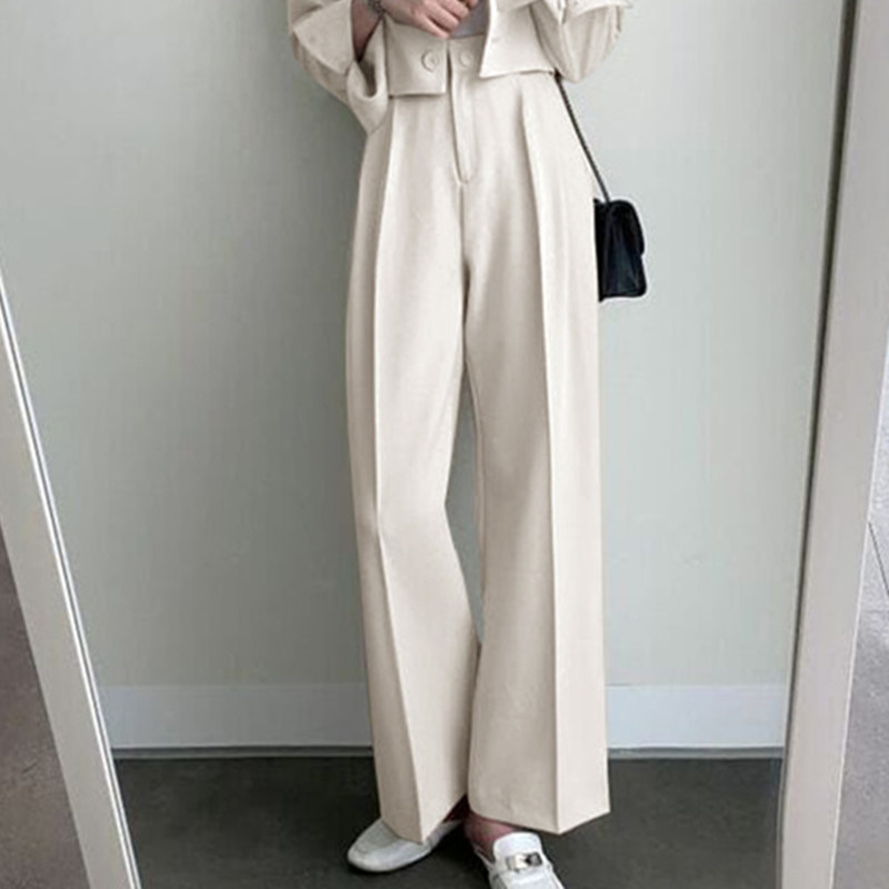 パンツセットアップ 上品シルエット ワイドパンツセット