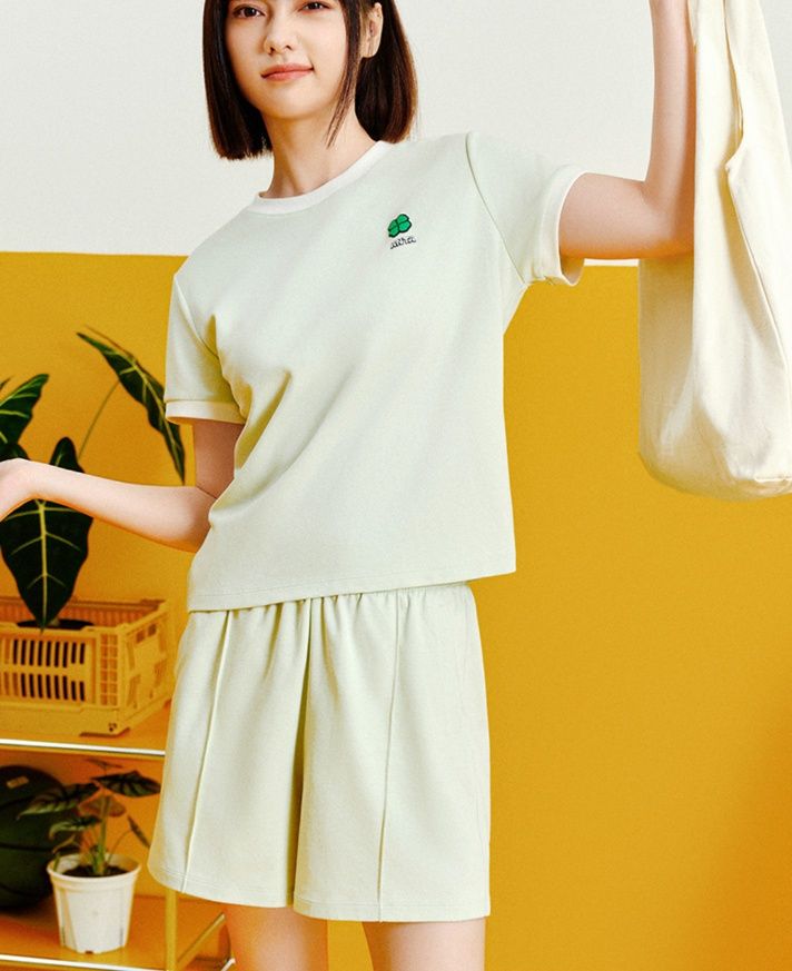 パンツセットアップ ショート シンプル休日セットアップ