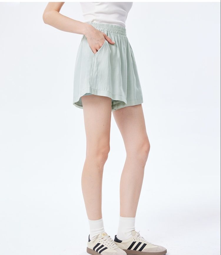 パンツセットアップ ショート 爽やか質感シアーシャツショートパンツ