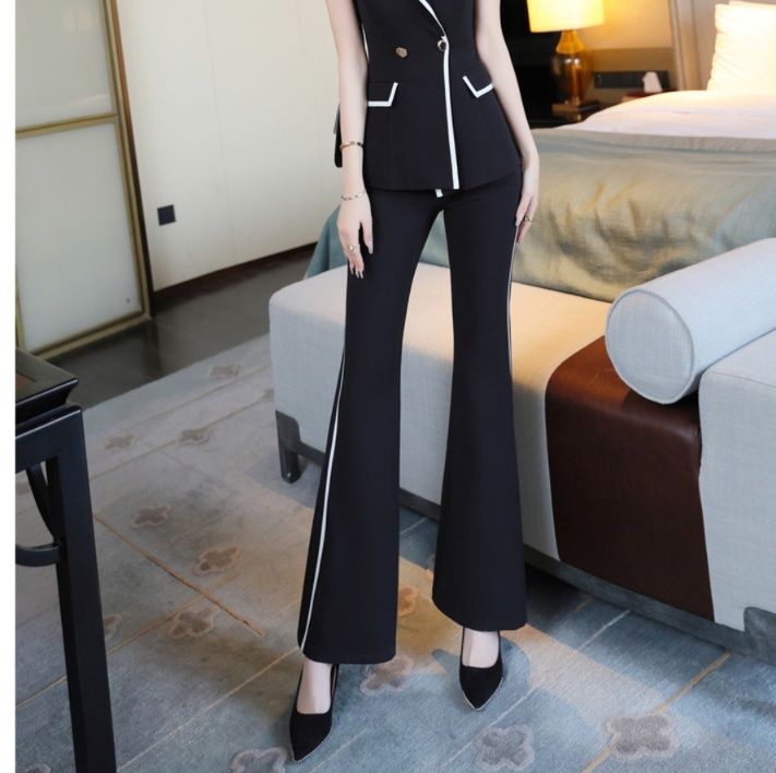 パンツセットアップ フォーマル ノースリーブパイピング