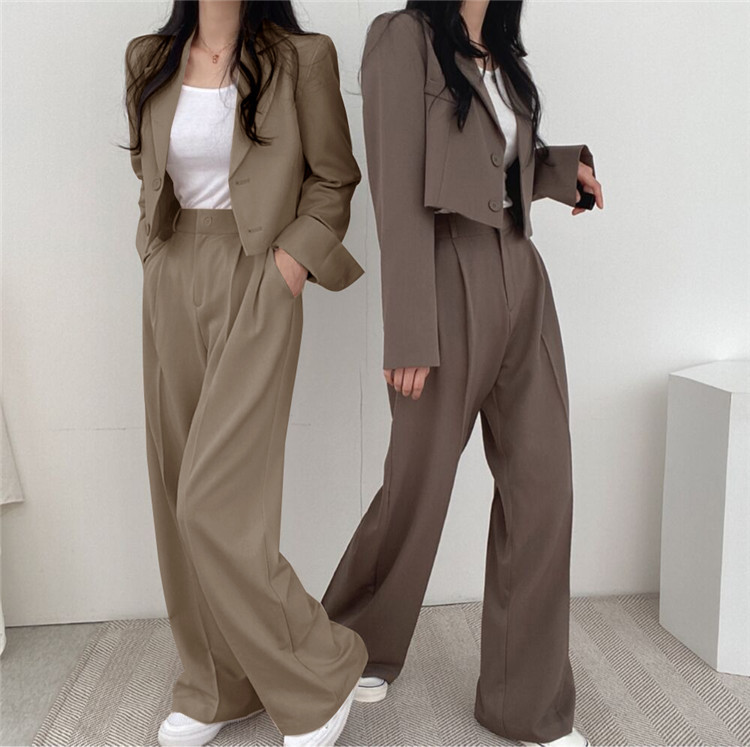 パンツセットアップ 上品シルエット ワイドパンツセット