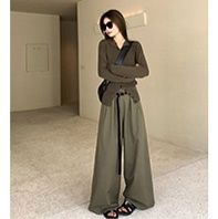 パンツセットアップ 優雅リラックスワイドパンツセット