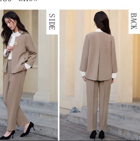 パンツセットアップ 洗練ノーカラーセットアップ