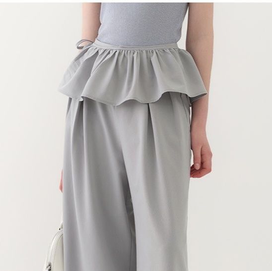 パンツセットアップ フリルウエスト ワイドパンツセット