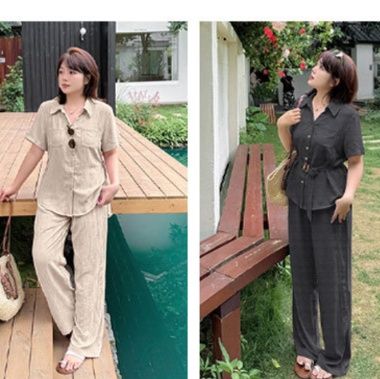 パンツセットアップ 上品リラックスワイドパンツセット