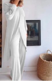 パンツセットアップ ドレープ風ワイドパンツセットアップ