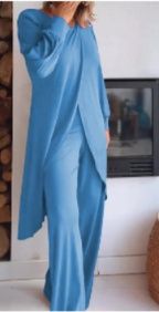 パンツセットアップ ドレープ風ワイドパンツセットアップ