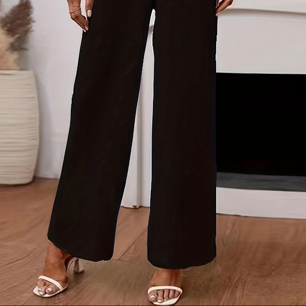 パンツセットアップ リボン結びワイドパンツ