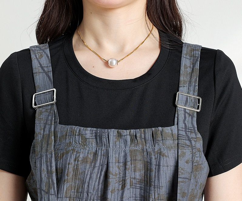 パンツセットアップ 肩紐付きワイドパンツセットアップ